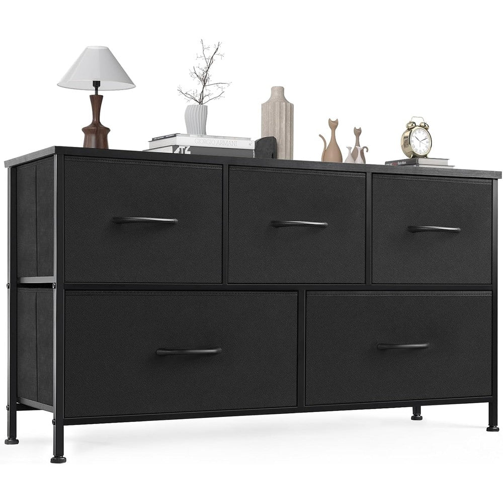 Olixis 5-drawer fabric dresser front view for bedroom organization