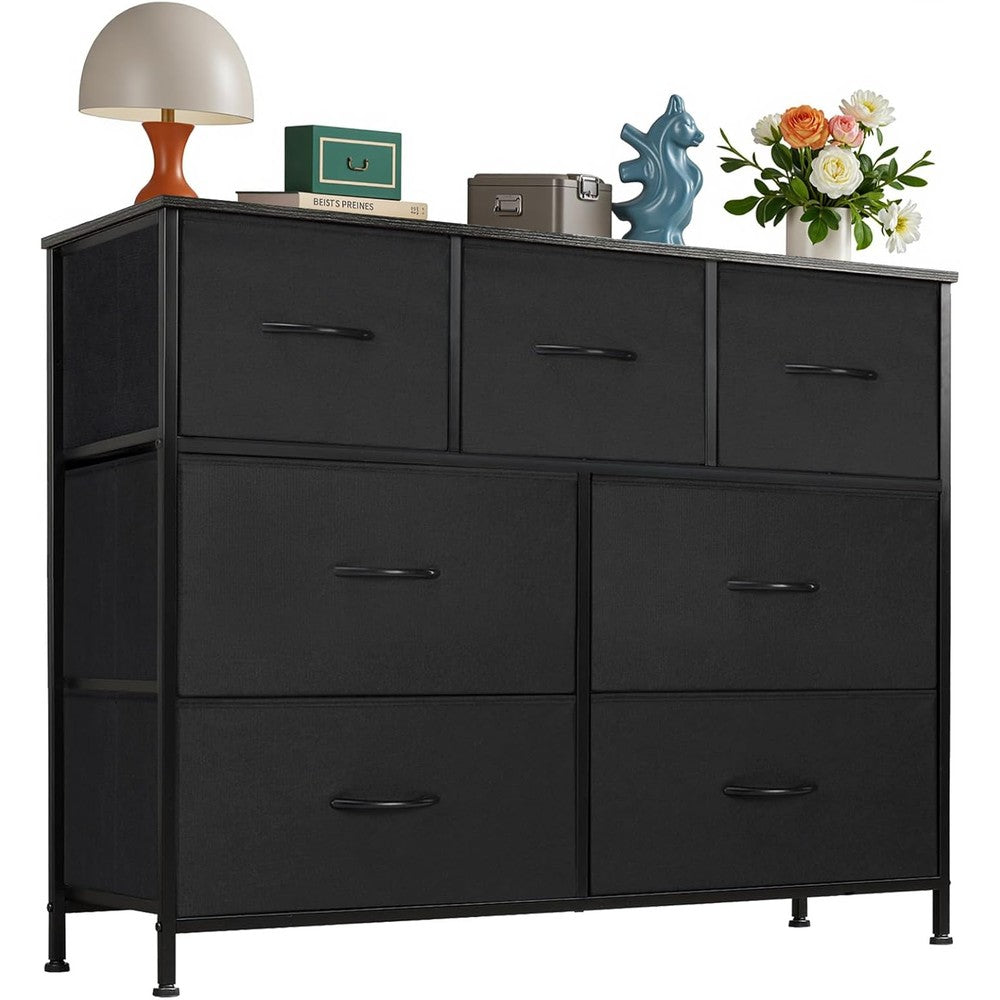 Olixis 7 drawer fabric dresser front view for bedroom storage