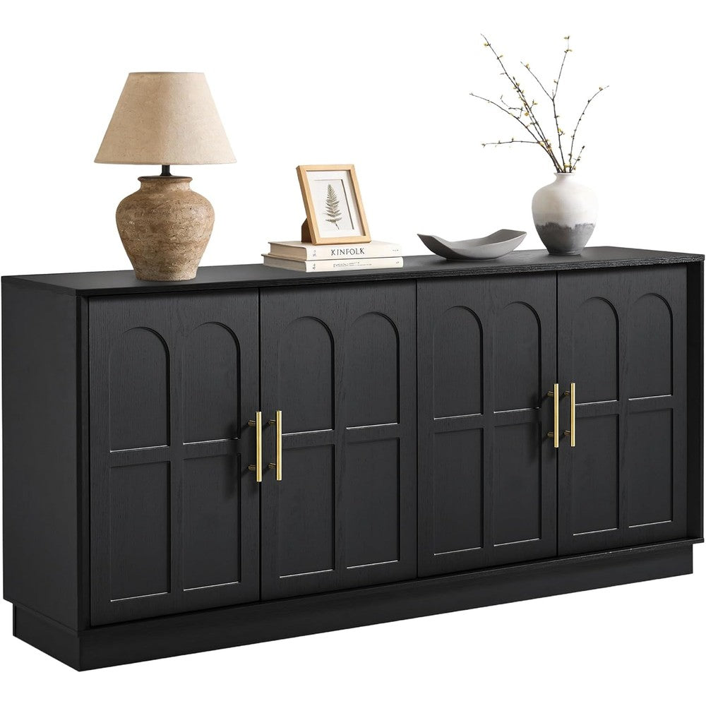 SZTHHDF 66.5 inch black sideboard buffet cabinet front view