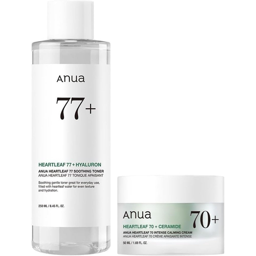 ANUA Gentle Moisture Duo front view showing the calming toner and intense cream bottles for Korean skincare routine