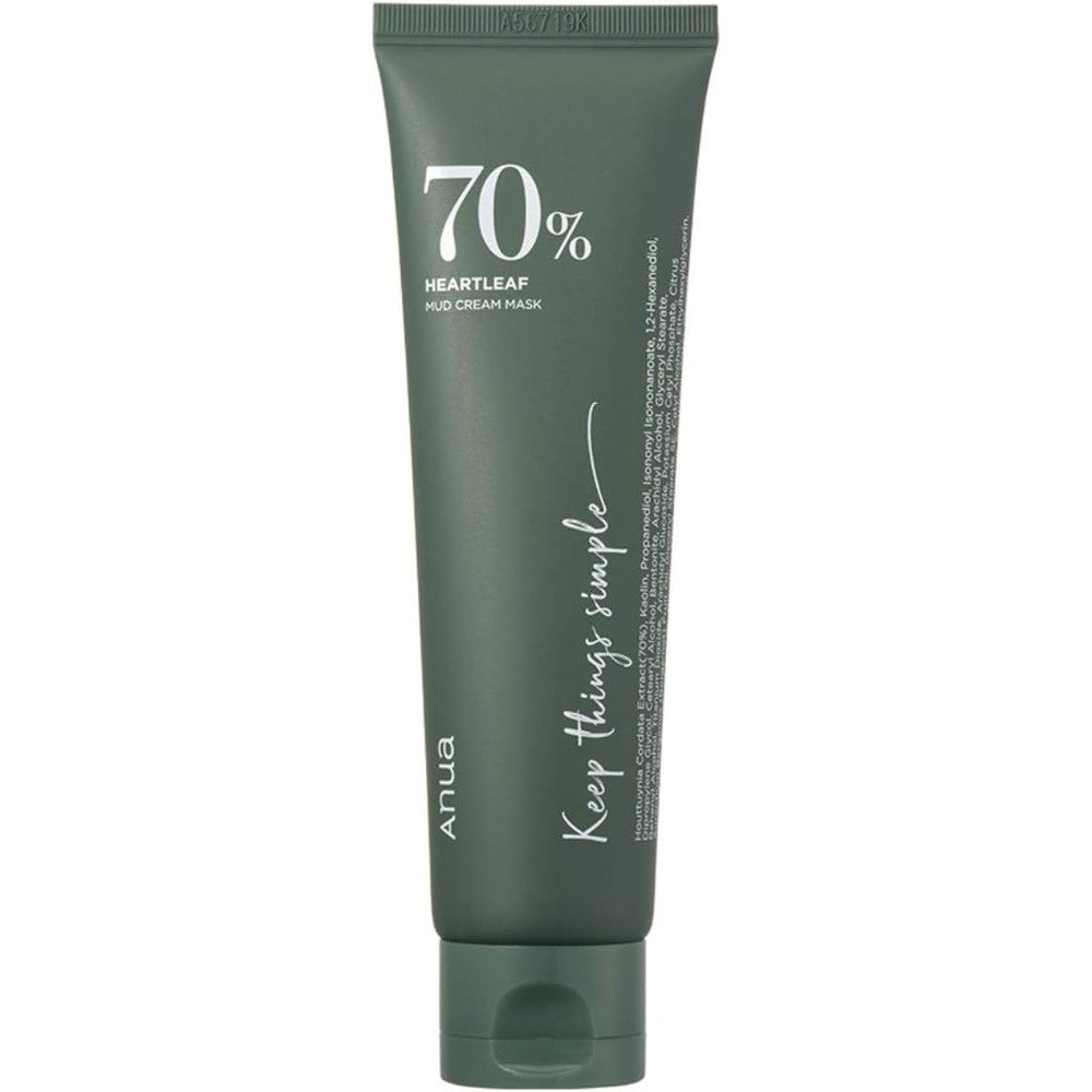 ANUA Heartleaf 70 Percent Mud Cream Mask front tube view for pore care