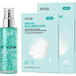 Anua PDRN Collagen Plumping and Firming Care Set front view showcasing the serum spray and melting patches for Korean skincare routine