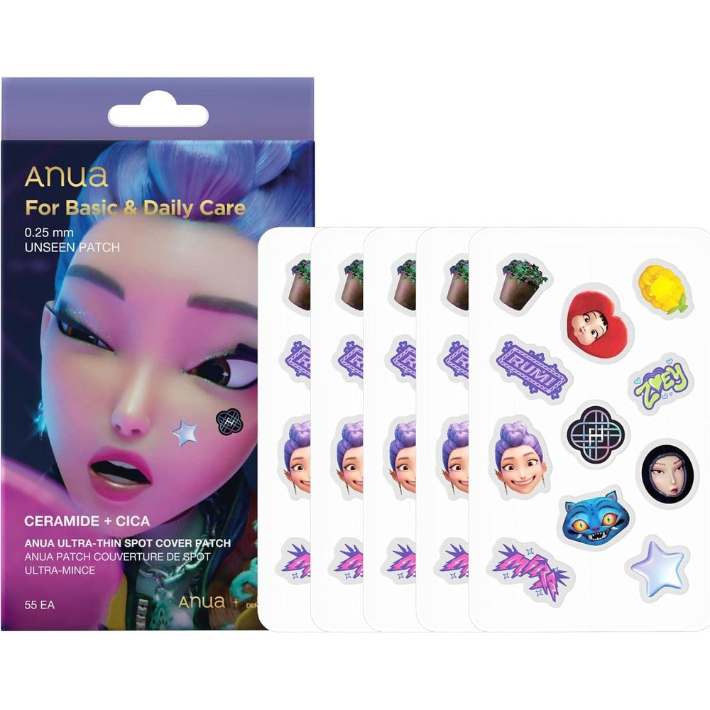 Anua Ultra Thin Spot Cover Patch front view showcasing packaging box and transparent hydrocolloid sheets