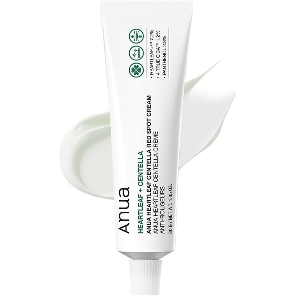 Anua Heartleaf Centella Red Spot Cream front view tube of Korean moisturizer for sensitive skin