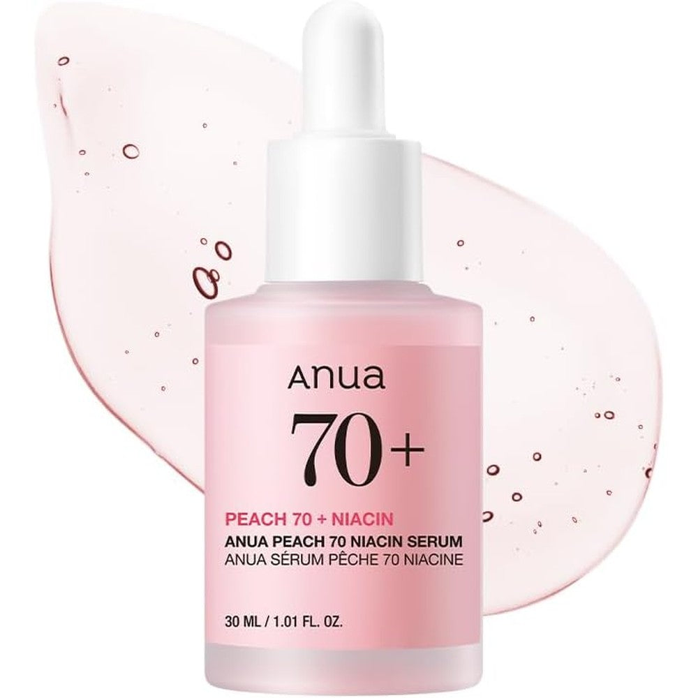 Anua Peach 70 Niacinamide Serum front view bottle for glass skin glow
