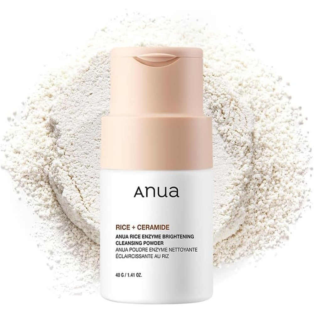 ANUA Rice Enzyme Brightening Cleansing Powder front bottle view for K-Beauty exfoliation.