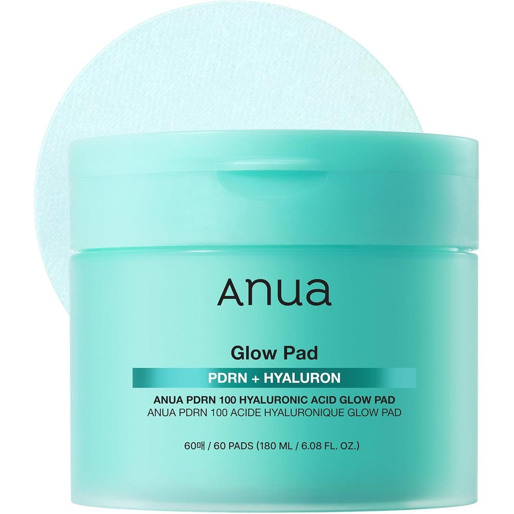 Anua PDRN 100 Hyaluronic Acid Glow Pad jar front view for deep skin hydration