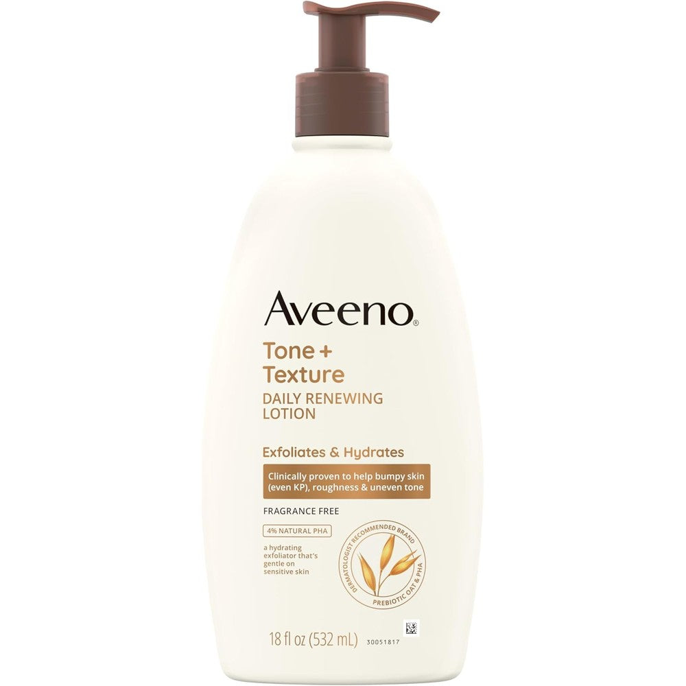 Aveeno Tone And Texture Daily Renewing Body Lotion eighteen fluid ounce front view