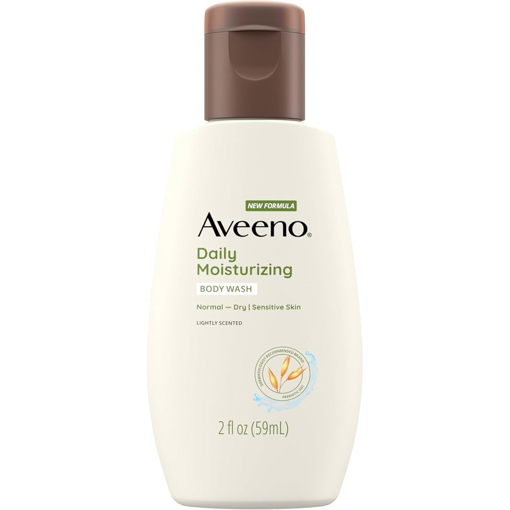 Aveeno Daily Moisturizing Body Wash front view travel size bottle