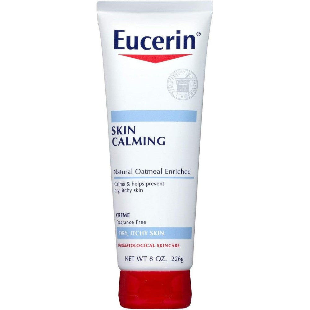 Eucerin Skin Calming Fragrance Free Daily Moisturizing Cream twin pack front view showing packaging for dry itchy skin relief.