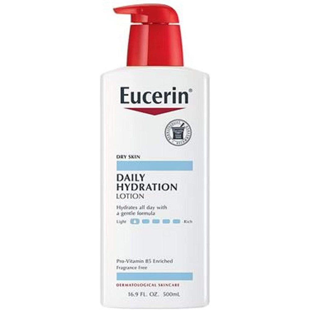 Eucerin Daily Hydration Body Lotion 16.9 Fluid Ounce front view bottle with red pump