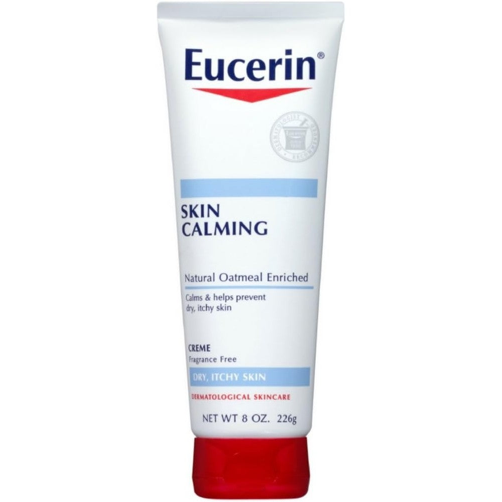 Eucerin Skin Calming Daily Moisturizing Cream 8 Ounce tube front view authentic imported skincare