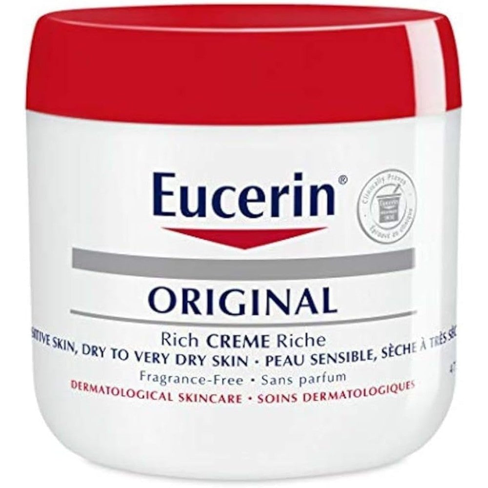 Eucerin Original Healing Rich Creme 16 Ounce front view jar for dry skin hydration