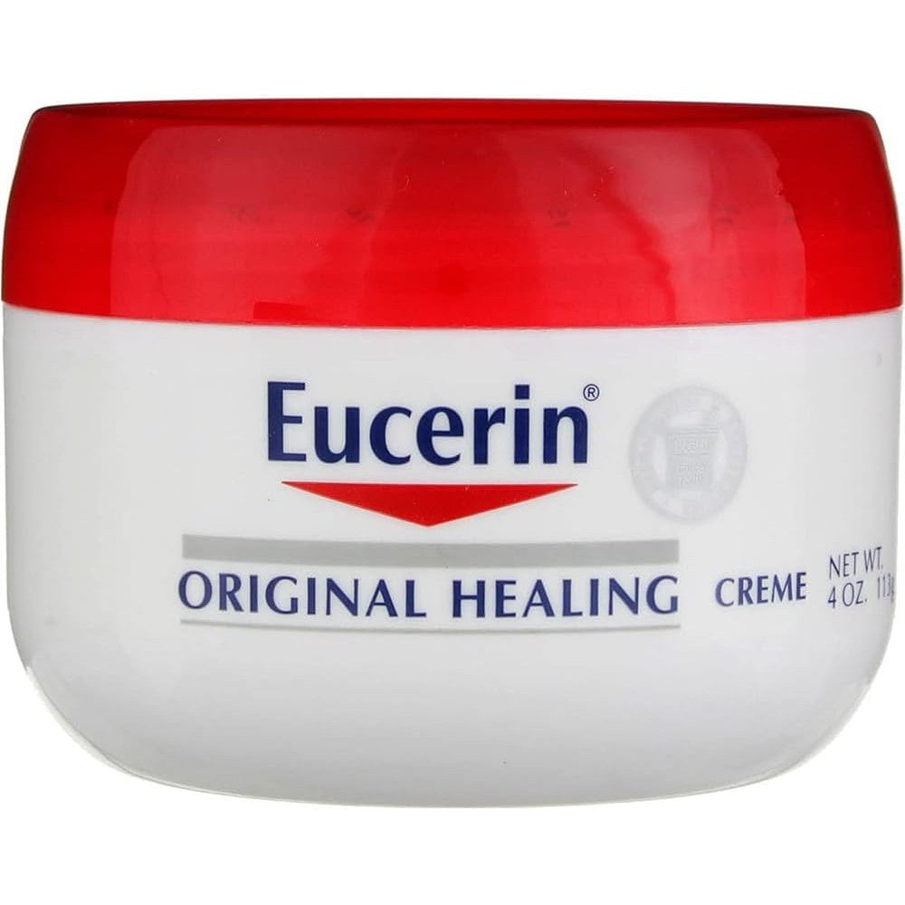 Eucerin Original Healing Rich Feel Creme four ounce jar front view dermatologist recommended moisturizer for dry skin