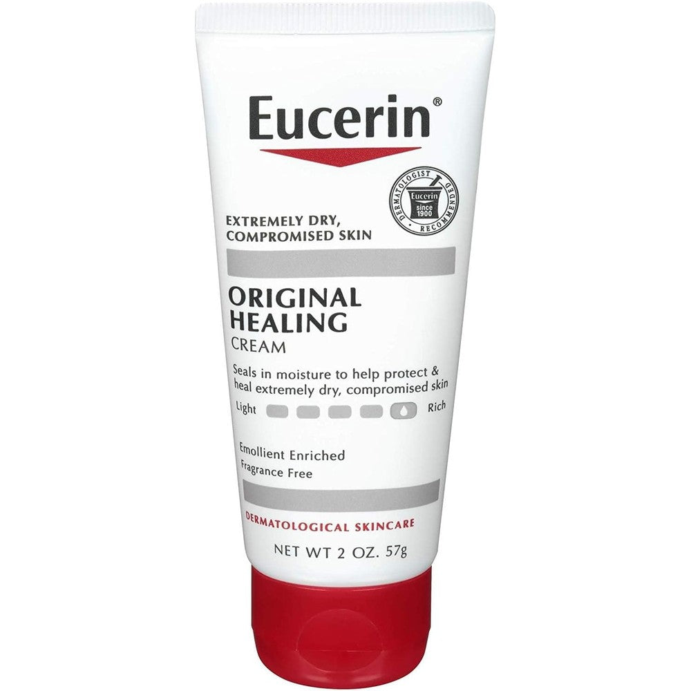 Eucerin Original Healing Enriched Creme twin pack front view showing packaging for dry skin relief.