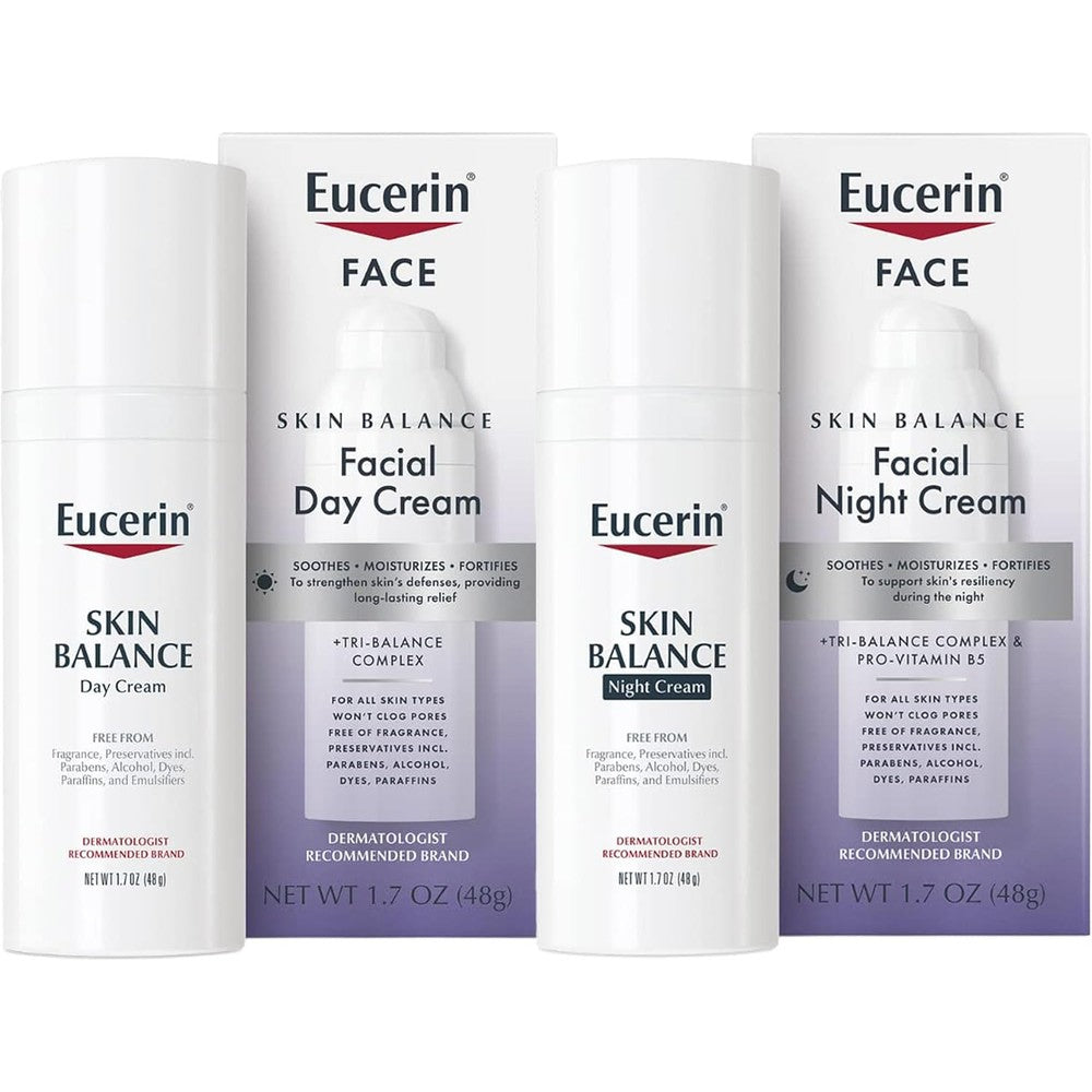 Eucerin Skin Balance sensitive skin face moisturizer set front view