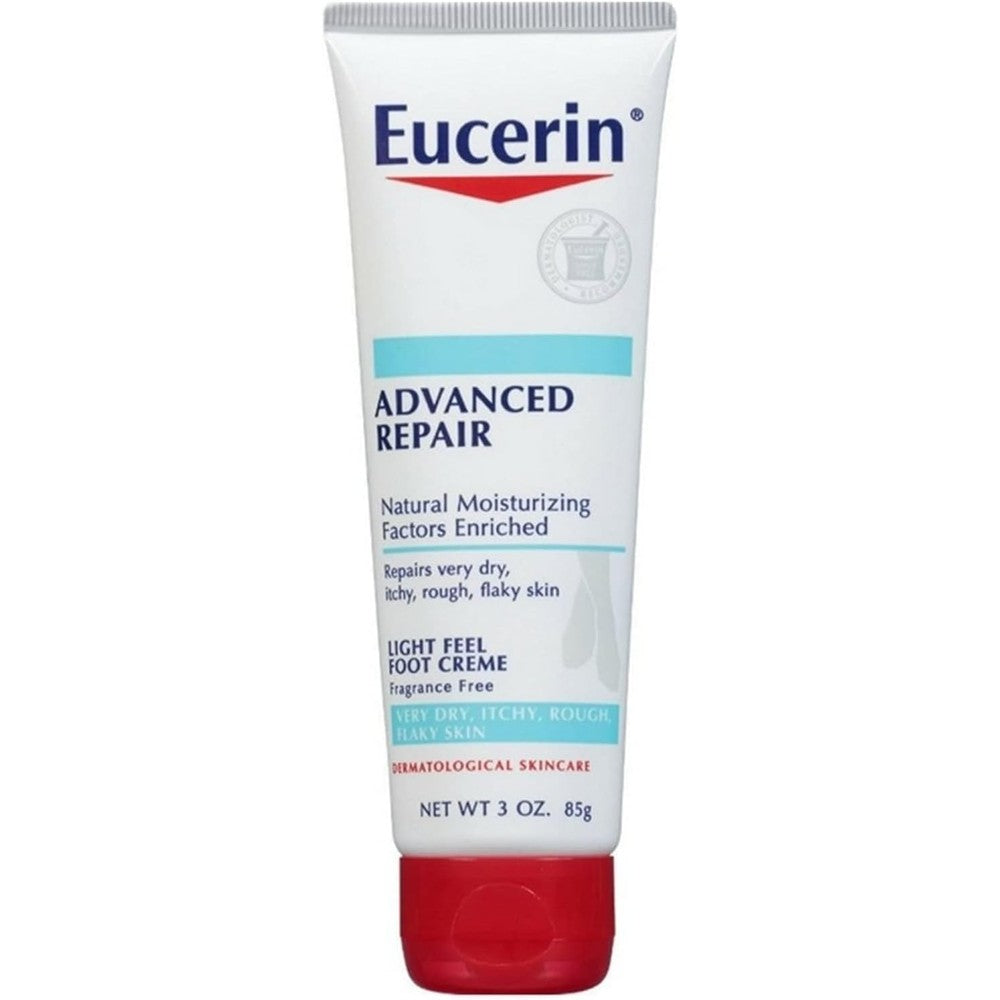 Eucerin Advanced Intensive Repair Foot Creme Fragrance Free For Cracked Heels And Dry Skin Three Ounce