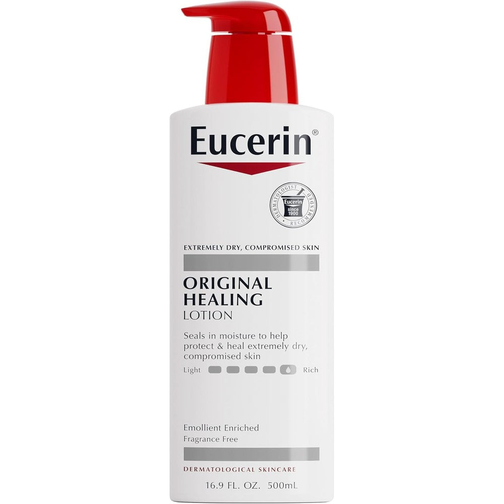 Eucerin Original Healing Rich Body Lotion front view pump bottle for dry skin