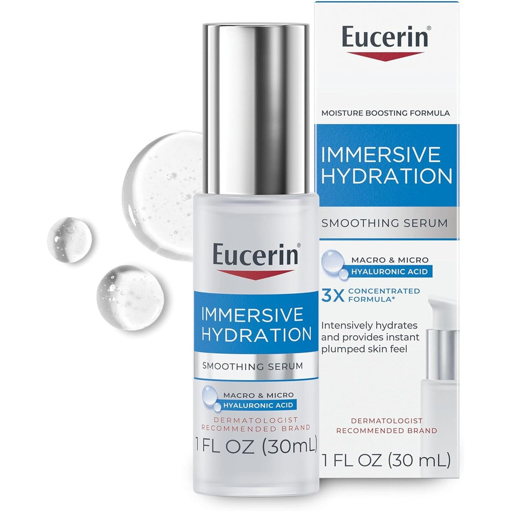 Eucerin Immersive Hydration Smoothing Face Serum front view bottle