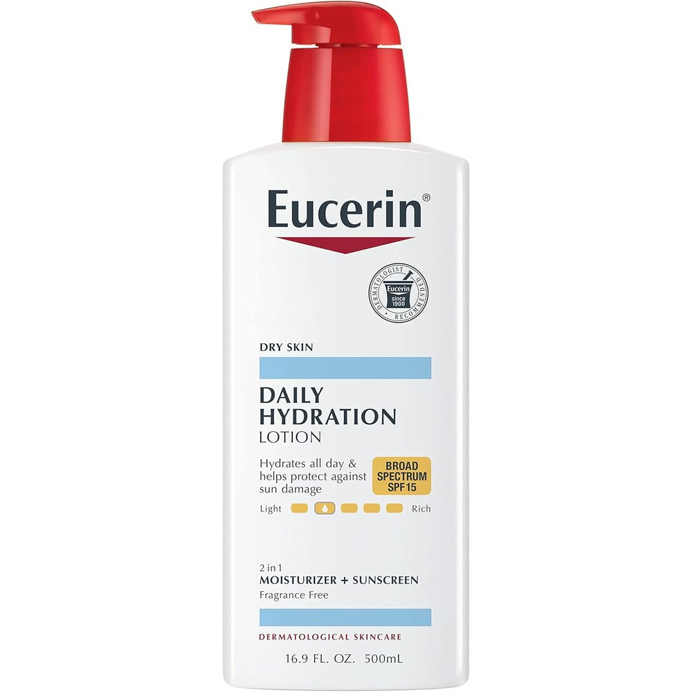 Eucerin Daily Hydration Moisturizing Body Lotion front view pump bottle