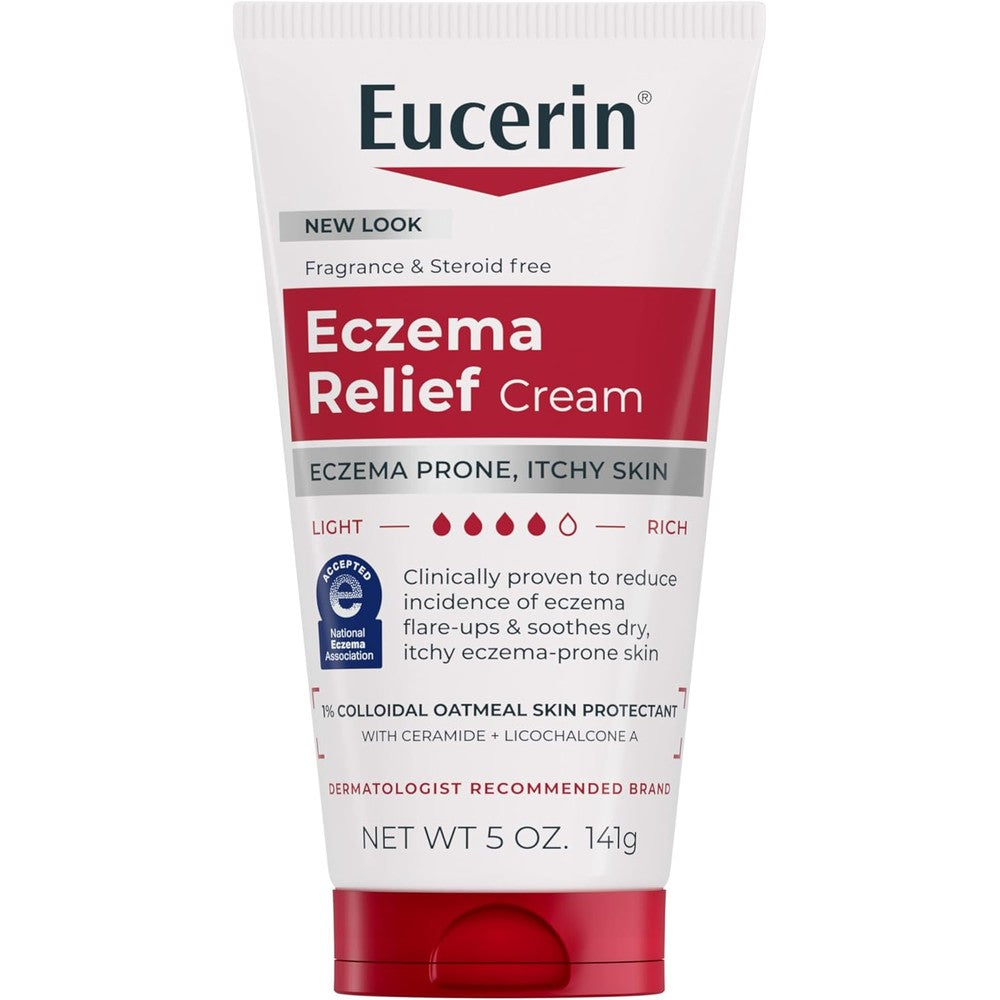 Eucerin Eczema Relief Body Cream 5 Ounce front view showing colloidal oatmeal benefit text.
