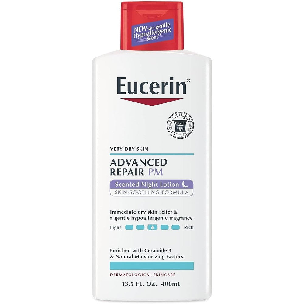 Eucerin Advanced Repair Scented Night Lotion 13.5 Fluid Ounce bottle front view