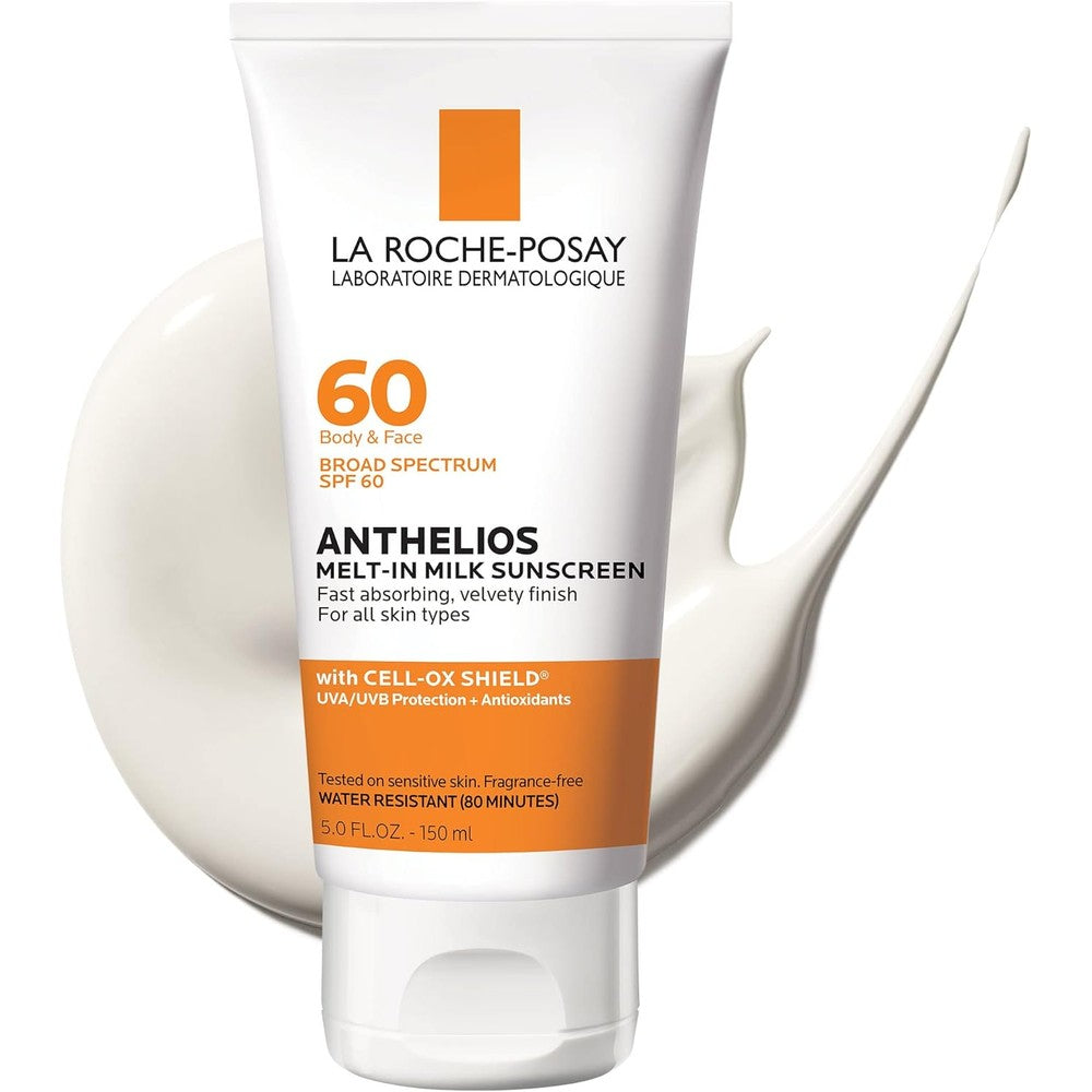 La Roche-Posay Anthelios Melt-In Milk Sunscreen front view bottle for broad spectrum protection.