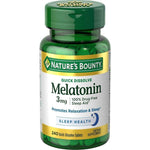 Nature's Bounty Melatonin 3 mg Quick Dissolve Tablets front view bottle for natural sleep aid