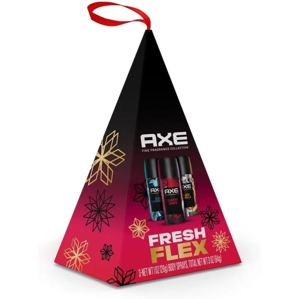 Axe Fresh Flex Body Spray gift set with three 1oz travel deodorant cans perfume and fragrance