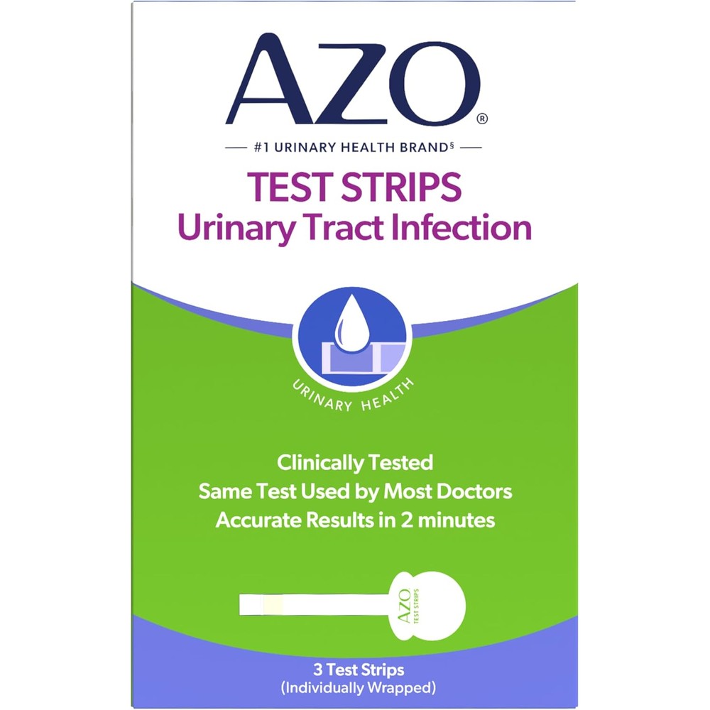 AZO Urinary Tract Infection Test Strips For Accurate At Home Urine Testing With Clean Grip Handle 3 Count