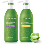 Aloderma brand aloe vera hair care set with oil controlling shampoo and conditioner