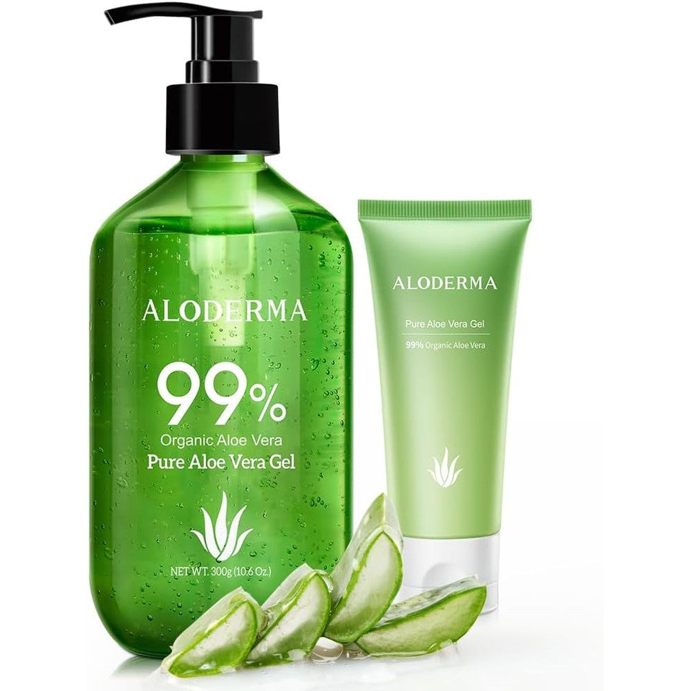 Aloderma brand 3 piece pure aloe vera gel set for face and body skin care