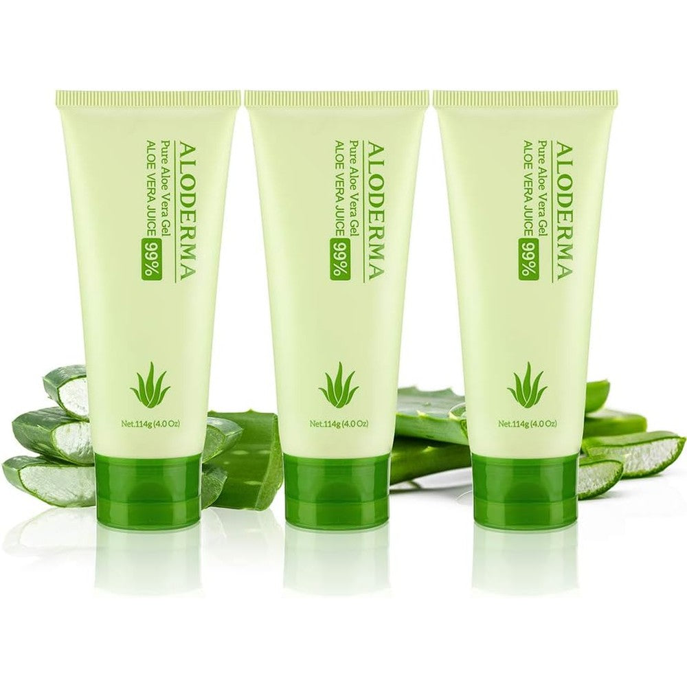 Aloderma Organic Aloe Vera Gel great for Acne, Dandruff, Sunburn 114g Pack of 3