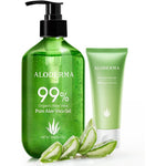 Aloderma brand 3 piece aloe vera gel set for face and body hydration