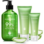 Aloderma brand 3 piece set of 99 percent pure organic aloe vera gel for skin