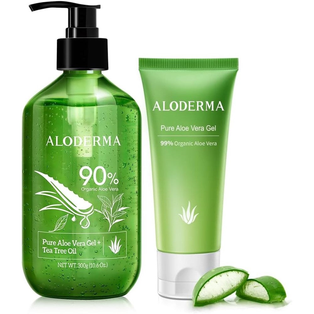 Aloderma brand aloe vera gel with tea tree oil set for oily skin care