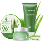 Aloderma brand 4 piece aloe vera soothing and repairing skin care set for dry skin