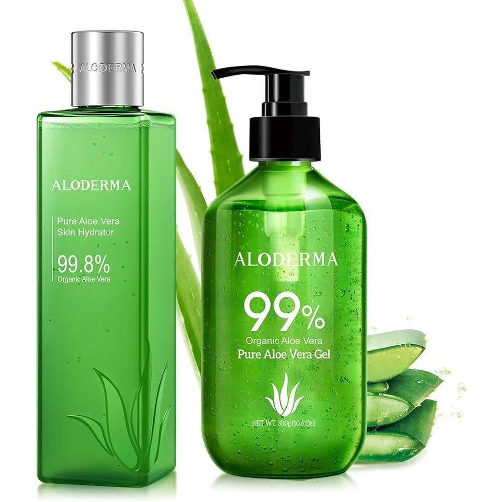Aloderma brand all purpose aloe vera gel set with skin hydrator toner