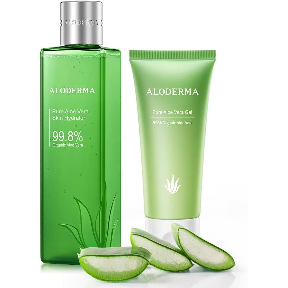 Aloderma brand 2 piece all purpose aloe vera gel set with skin hydrator toner