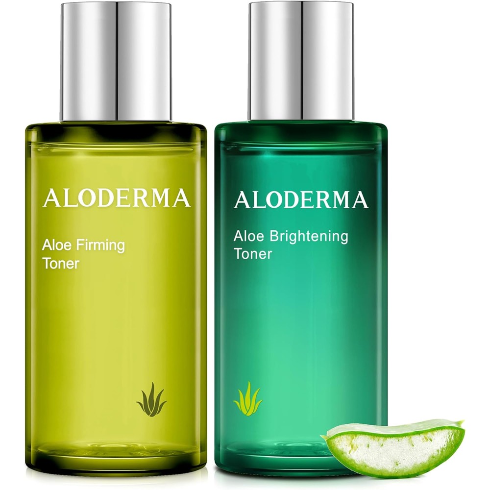 Aloderma Aloe Toner Set 2 Pieces front view showing firming and brightening bottles