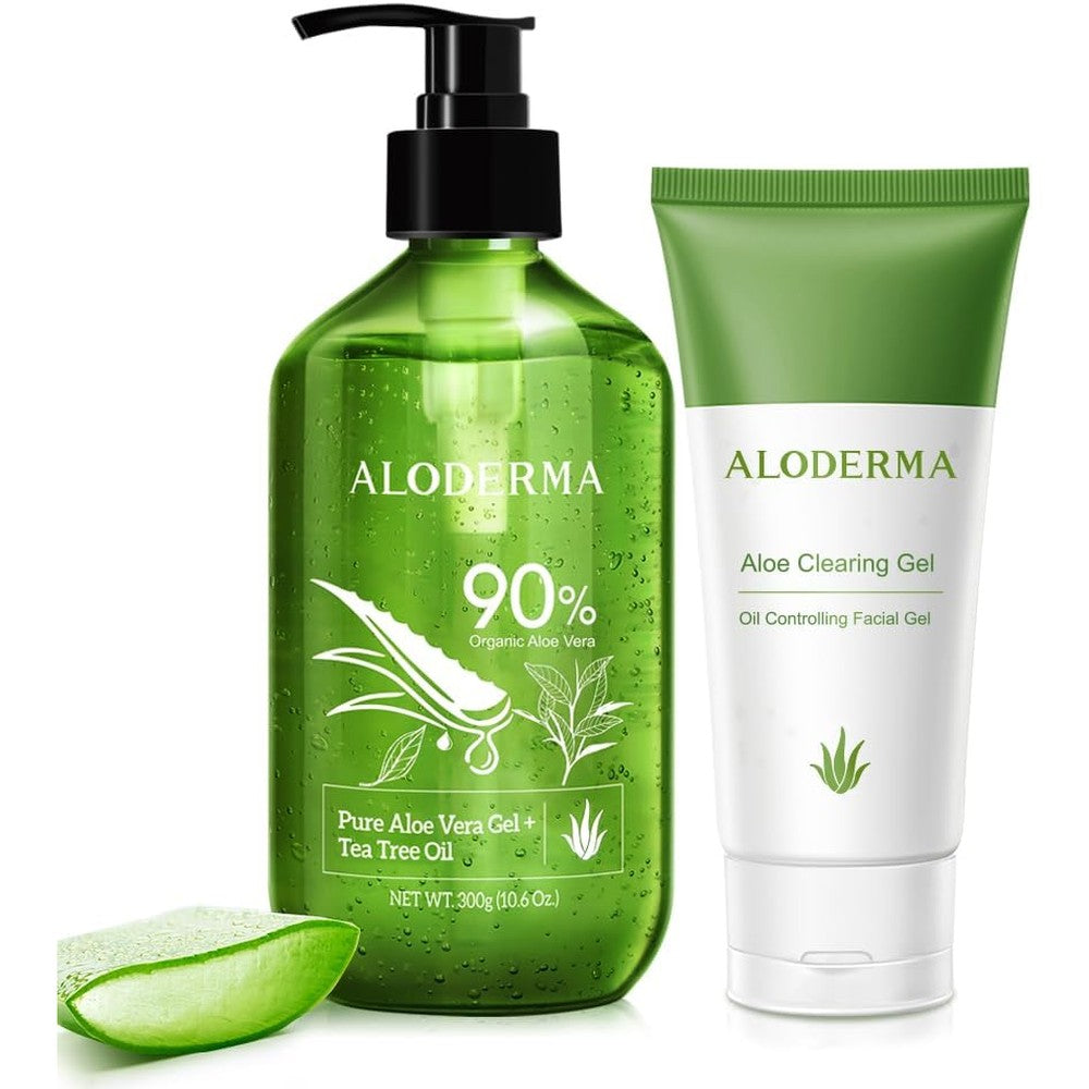 Aloderma Oil Controlling Set front view featuring Aloe Clearing Gel and Tea Tree Aloe Vera Gel