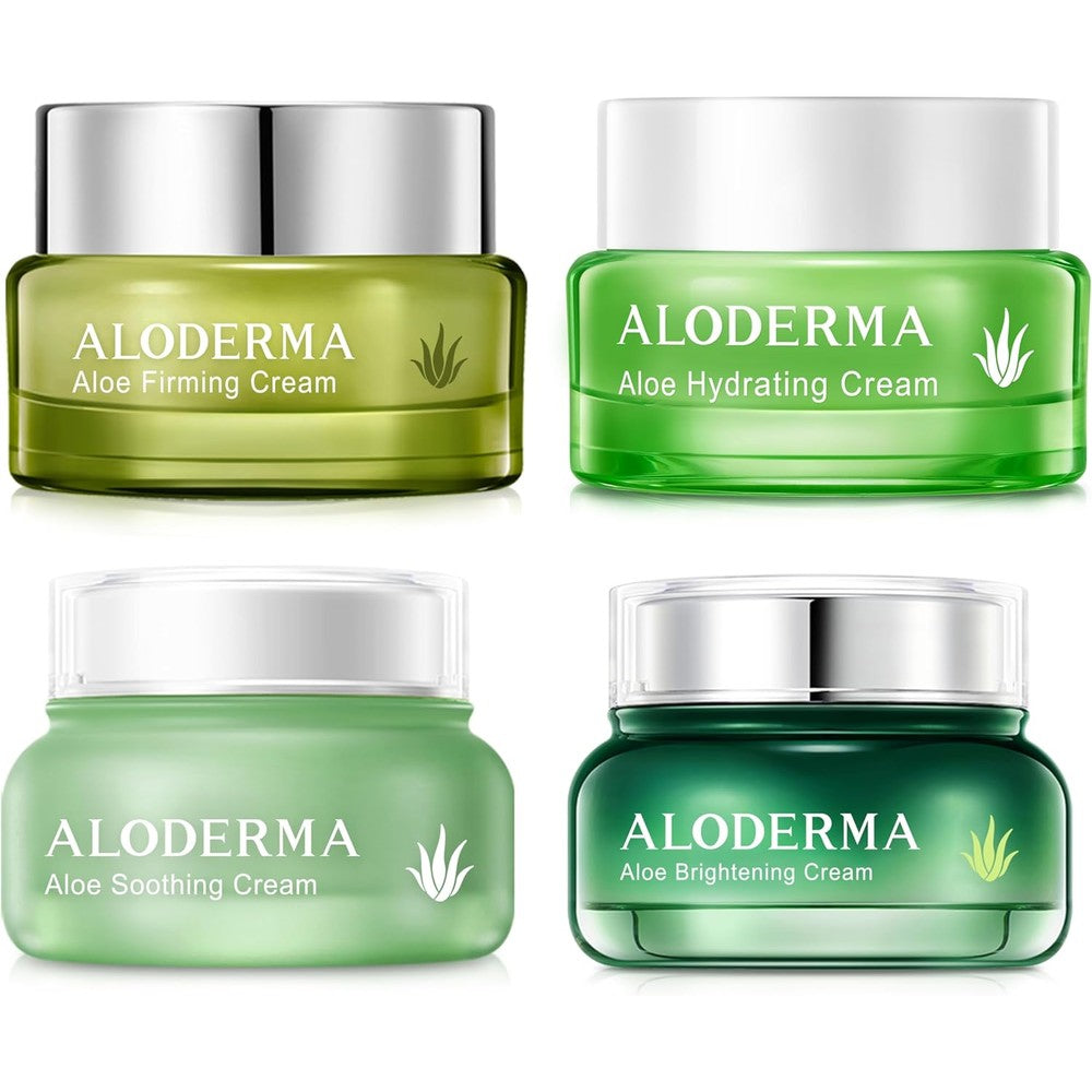 Aloderma brand 4 piece face cream set for hydrating firming and brightening skin