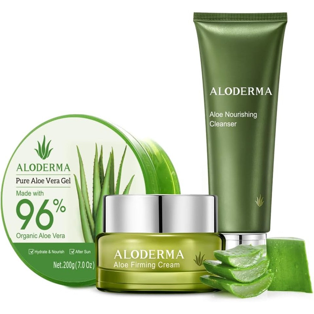 Aloderma brand basic aloe firming and nourishing set for anti aging skin care
