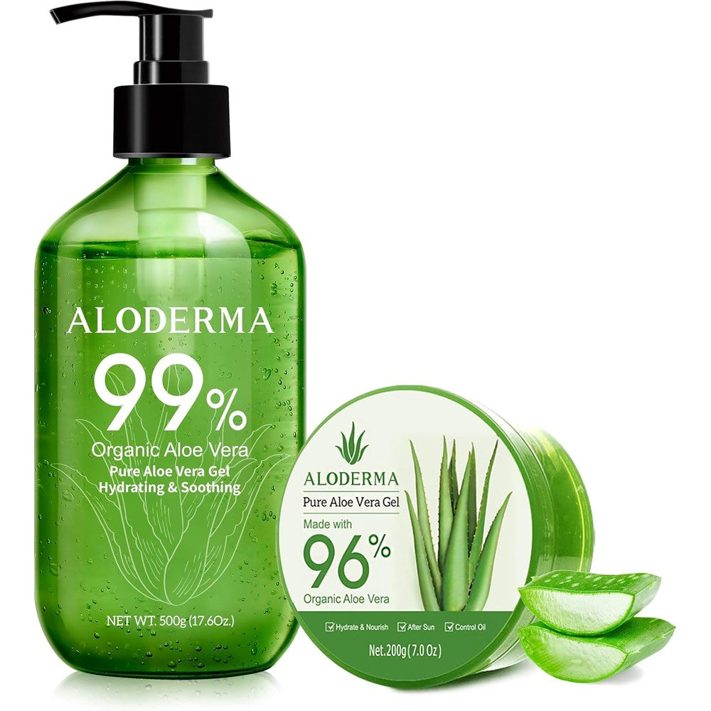 Aloderma organic aloe vera gel front view value pack
