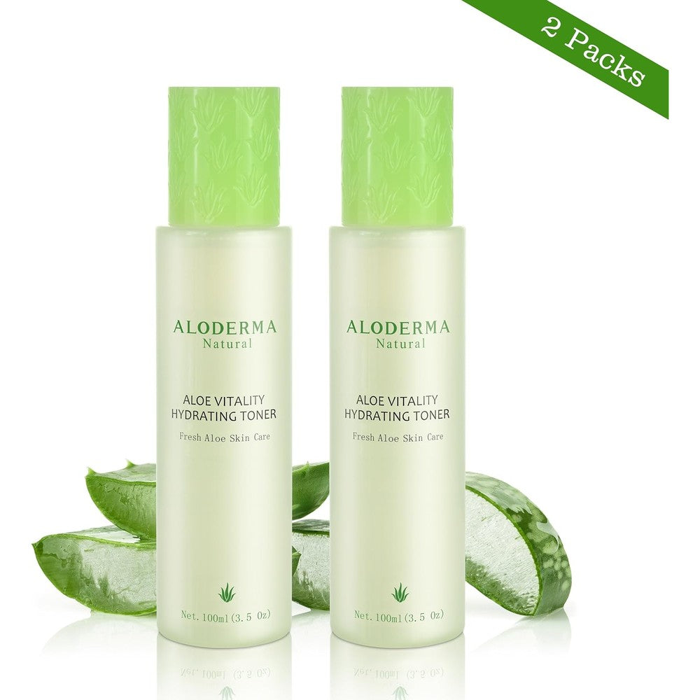 Aloderma brand organic aloe vera facial toner for hydrating dry skin and brightening with vitamin c