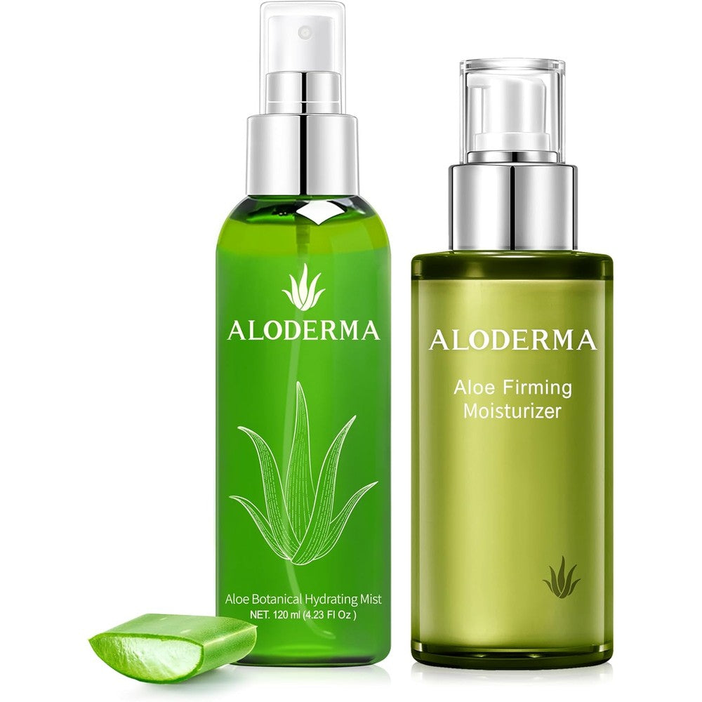Aloderma Aloe Nourishing Set including moisturizer and mist front view