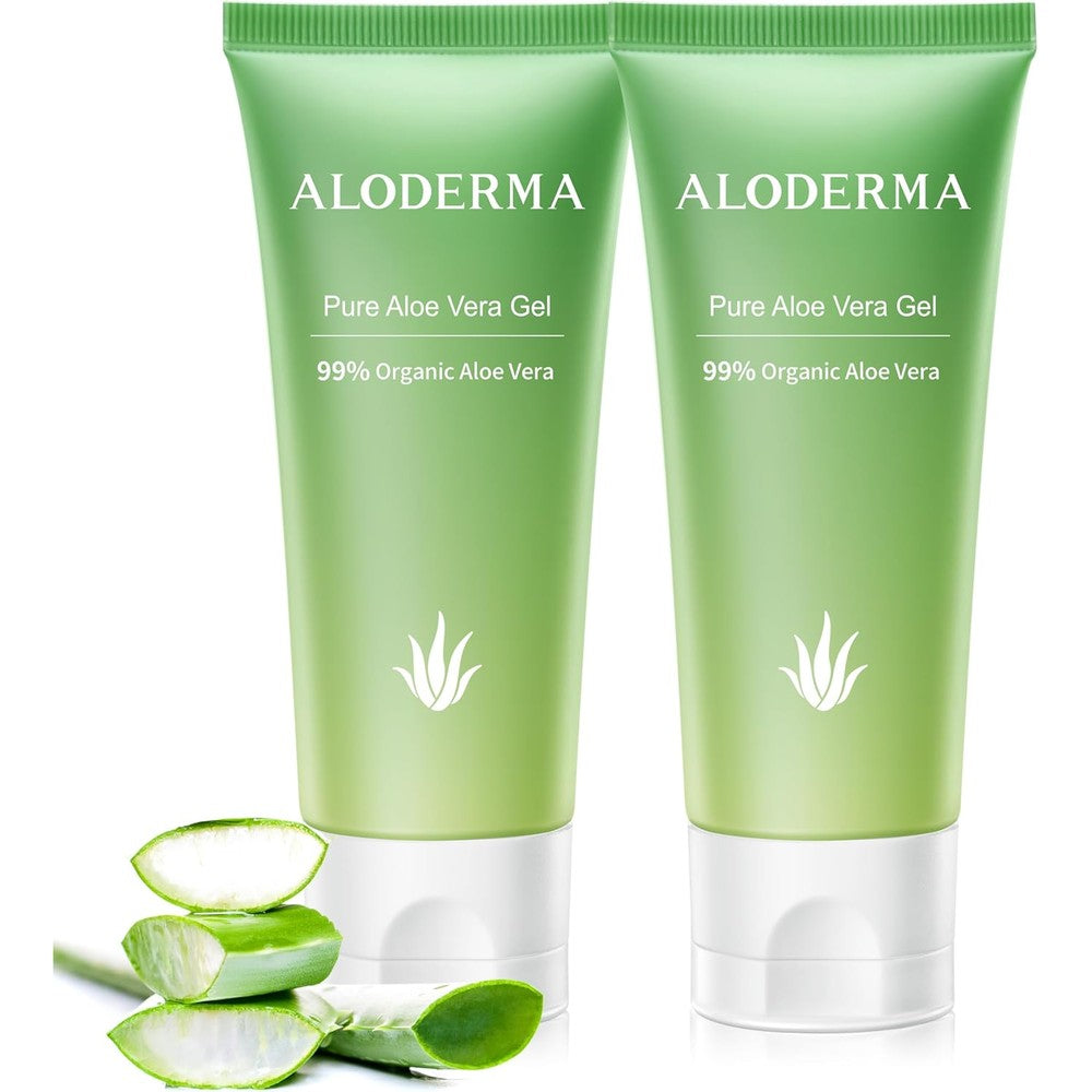 Aloderma 99% Pure Organic Aloe Vera Gel Travel Size Tubes | Pack of Two