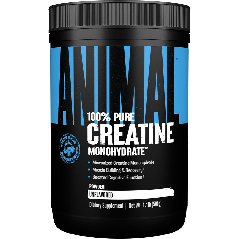Animal Micronized Creatine Monohydrate Powder front view container for muscle building