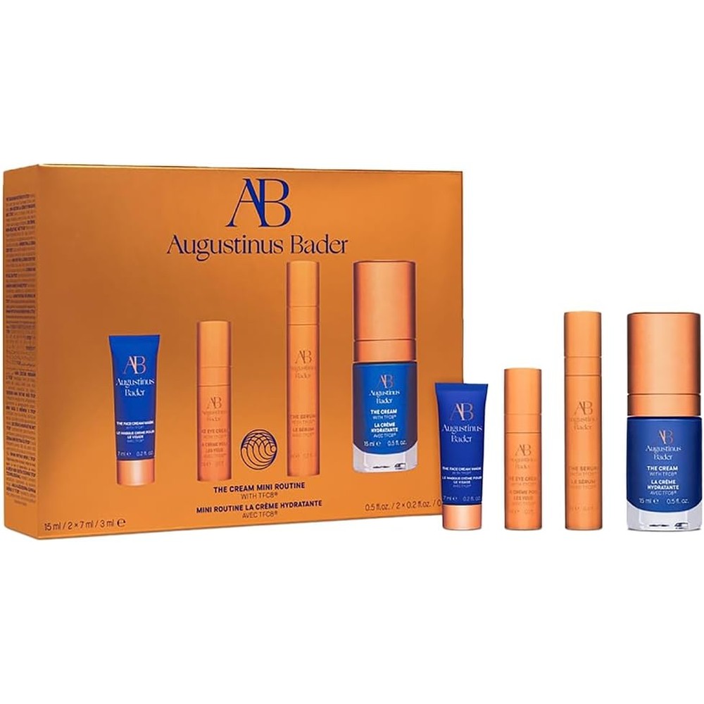 Augustinus Bader The Cream Mini Routine four piece skincare set front view featuring premium travel sizes.
