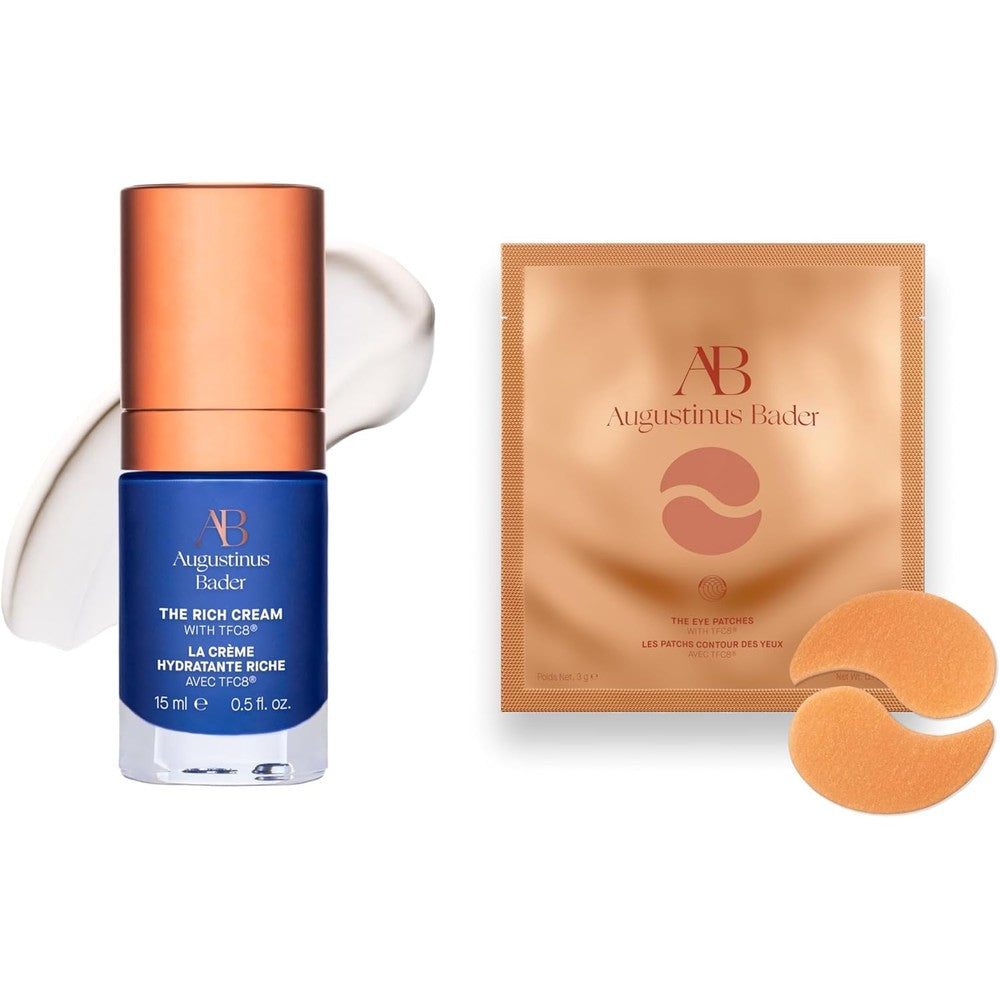 Augustinus Bader The Rich Cream and Eye Patches luxury skincare set front view